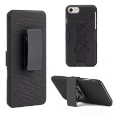 iPhone 7 Shell Holster Combo Extra Slim Rubber Textured Carrying Case with Kickstand & Swivel Belt Clip (Case) 