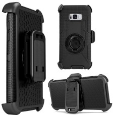 ElloGear Samsung Galaxy S8 Plus Heavy Duty Hybrid Shockproof Rugged Protective Case and Holster w/ Rotating Kickstand  (S8 Case & Dual Chargers)